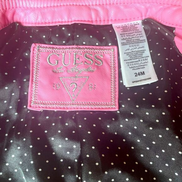 24 month baby girl pink faux leather jacket by Guess - Picture 5 of 7